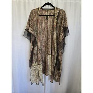 Lee Andersen Womens Art To Wear One Size Open Kimono Colorful Boho Mixed Media